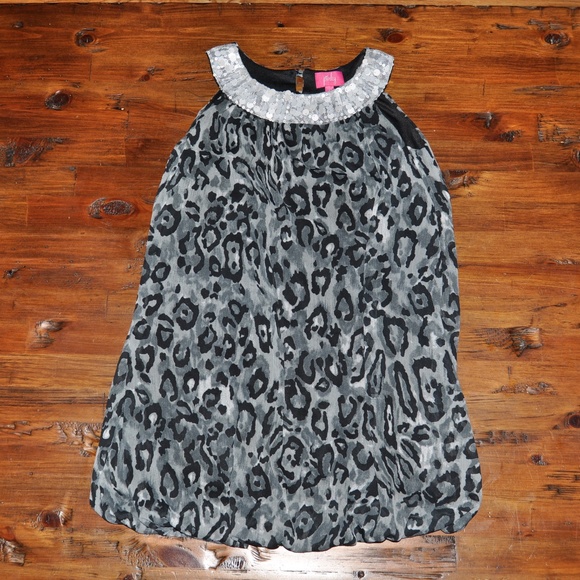 Pinky Other - 3/$20 PINKY Girl's Gray Leopard Sequin Party Dress